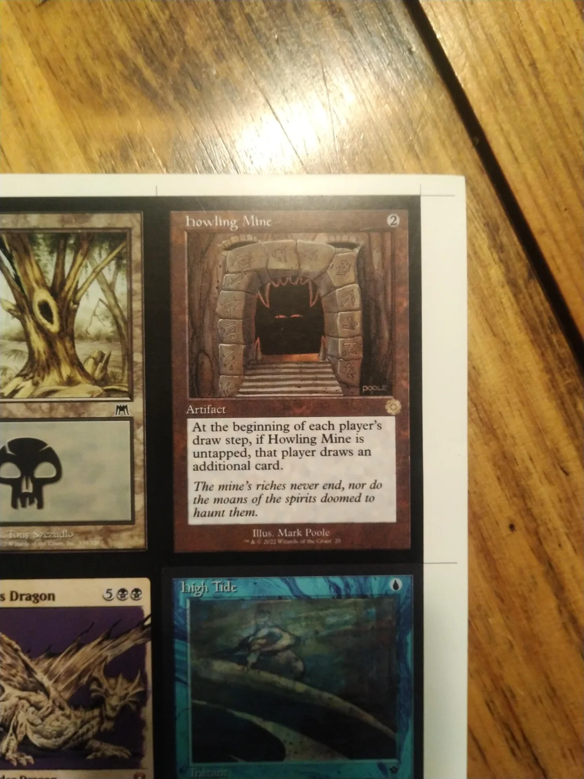 Close-up of printed MTG proxy on semi-gloss white core cardstock
